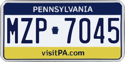 PA license plate MZP7045