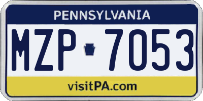 PA license plate MZP7053