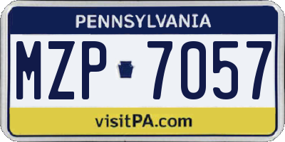 PA license plate MZP7057