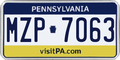 PA license plate MZP7063