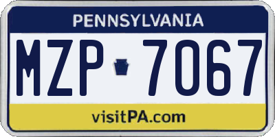 PA license plate MZP7067