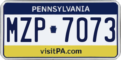 PA license plate MZP7073
