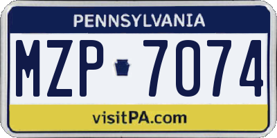 PA license plate MZP7074