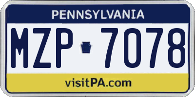 PA license plate MZP7078