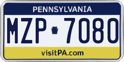PA license plate MZP7080