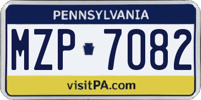 PA license plate MZP7082
