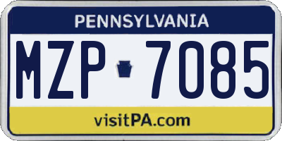 PA license plate MZP7085