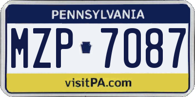 PA license plate MZP7087