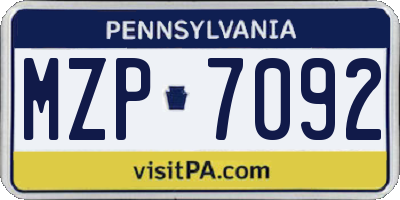 PA license plate MZP7092