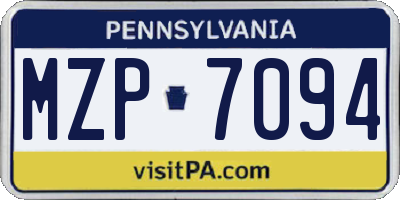 PA license plate MZP7094