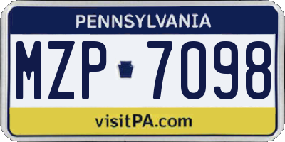 PA license plate MZP7098