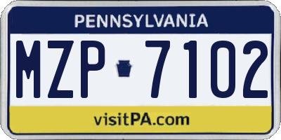 PA license plate MZP7102