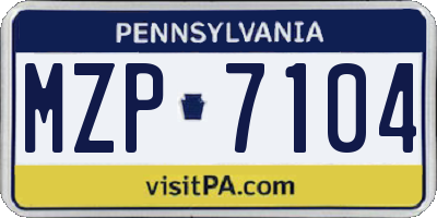 PA license plate MZP7104