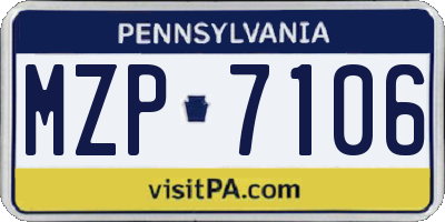 PA license plate MZP7106