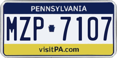 PA license plate MZP7107