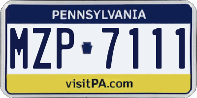 PA license plate MZP7111