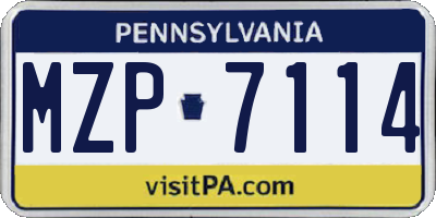 PA license plate MZP7114
