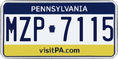 PA license plate MZP7115