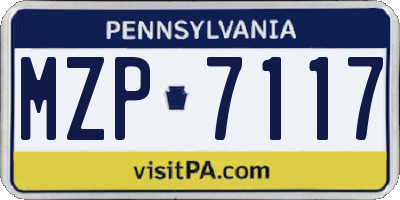 PA license plate MZP7117