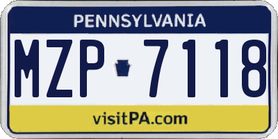 PA license plate MZP7118