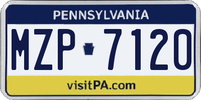 PA license plate MZP7120