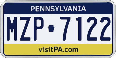 PA license plate MZP7122