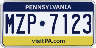 PA license plate MZP7123