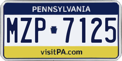 PA license plate MZP7125