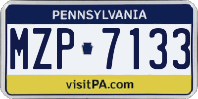 PA license plate MZP7133