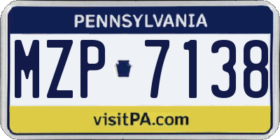 PA license plate MZP7138