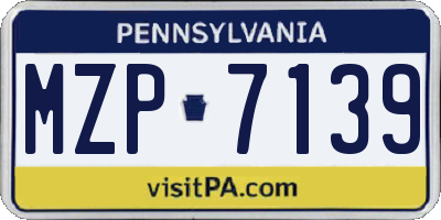 PA license plate MZP7139