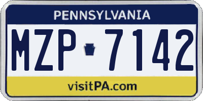 PA license plate MZP7142