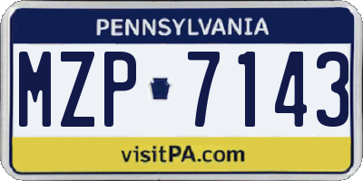 PA license plate MZP7143