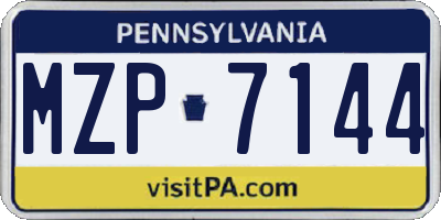 PA license plate MZP7144