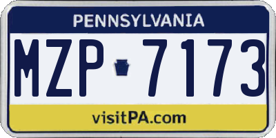 PA license plate MZP7173