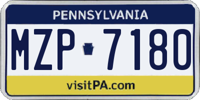 PA license plate MZP7180
