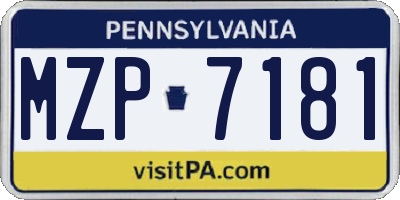 PA license plate MZP7181