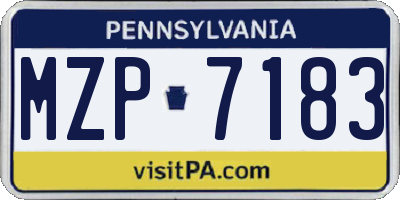 PA license plate MZP7183