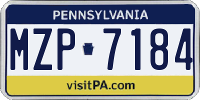 PA license plate MZP7184