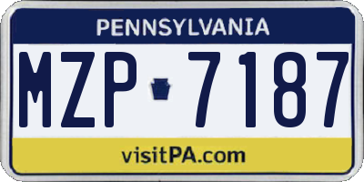 PA license plate MZP7187