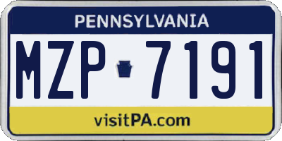 PA license plate MZP7191