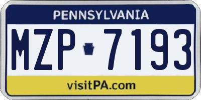 PA license plate MZP7193