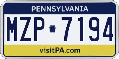 PA license plate MZP7194