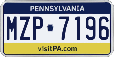 PA license plate MZP7196