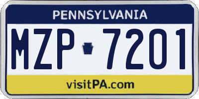 PA license plate MZP7201