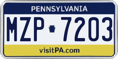 PA license plate MZP7203