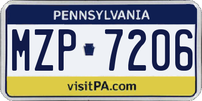 PA license plate MZP7206