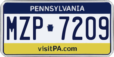 PA license plate MZP7209