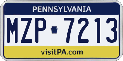 PA license plate MZP7213