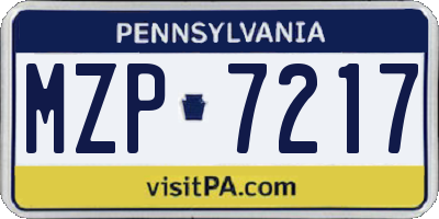 PA license plate MZP7217